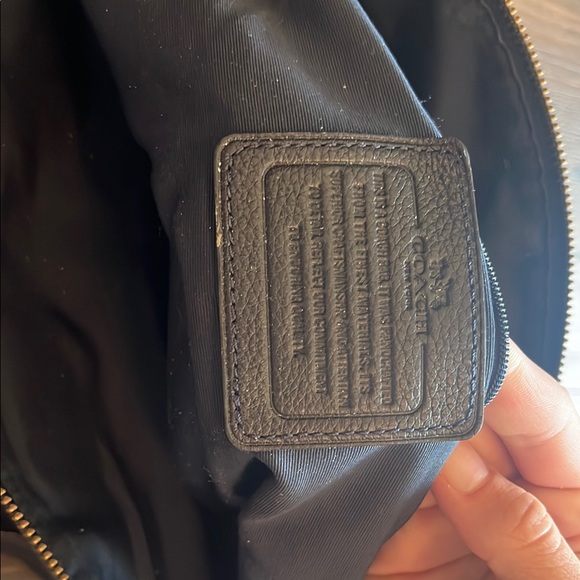 Coach Navy Blue Pebbled Leather Bag with Gold Accents - Picture 2 of 2